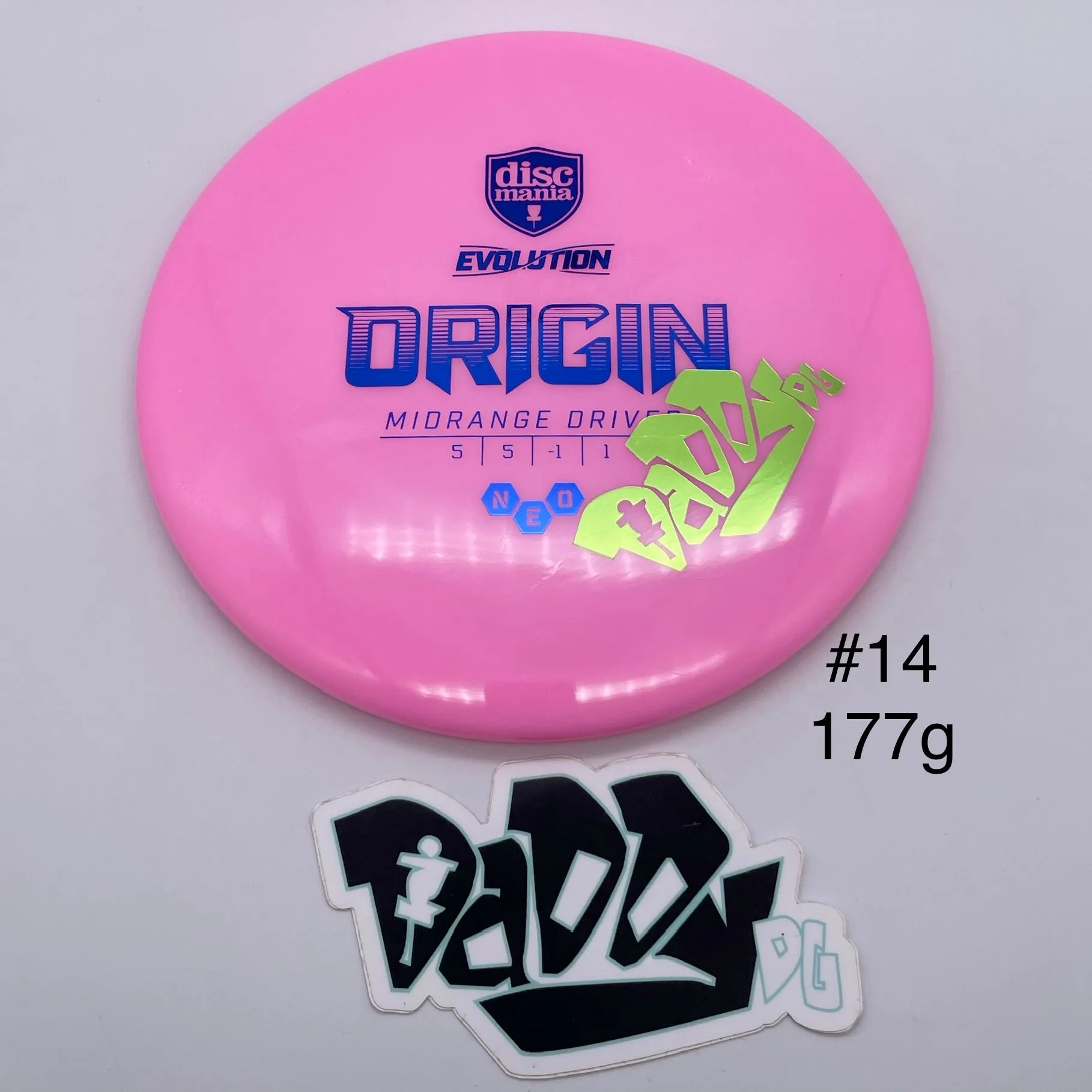 Discmania Evolution Neo Origin Midrange w/ custom Daddy DG Stamp