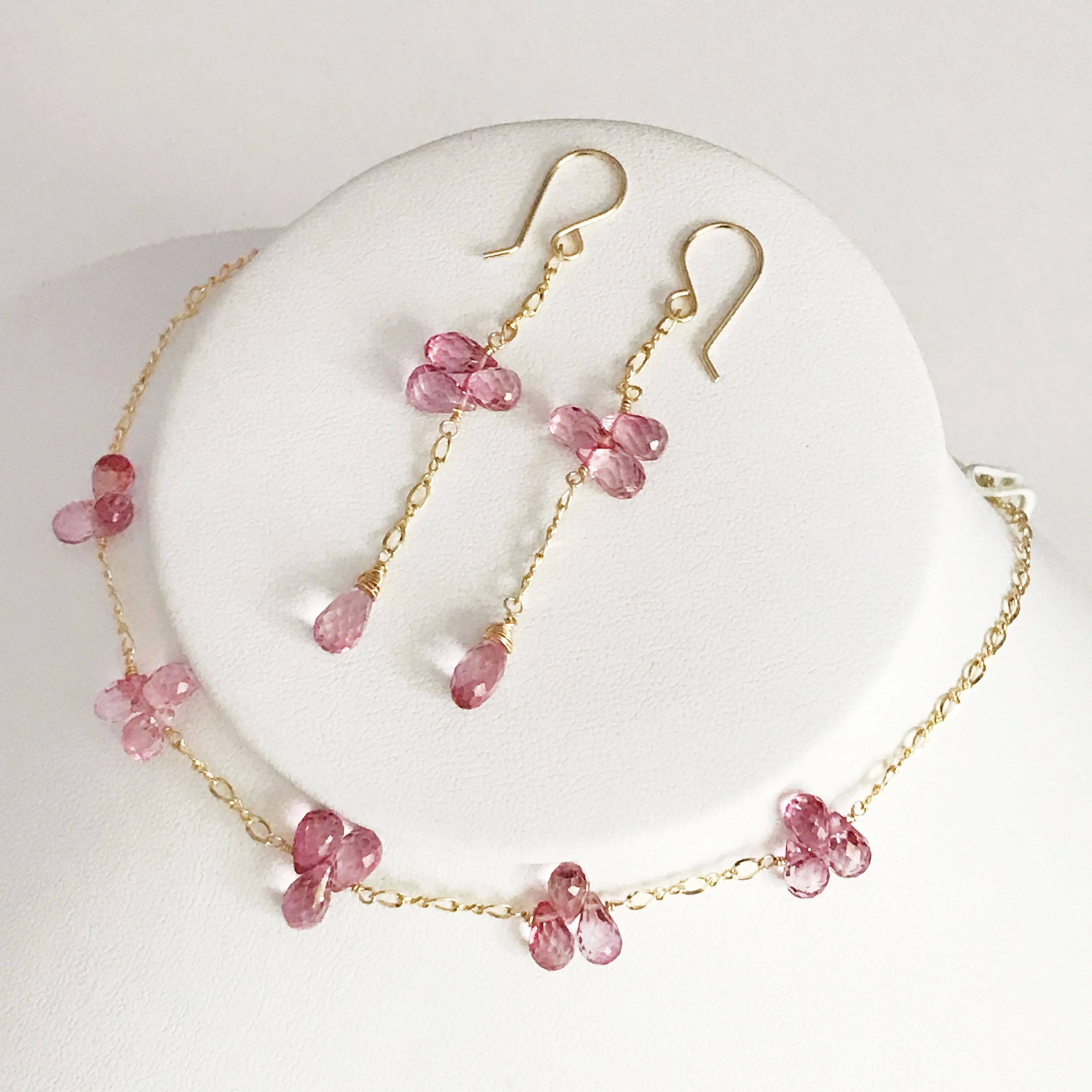 Earrings LEILA - Pink topaz earrings (E452)