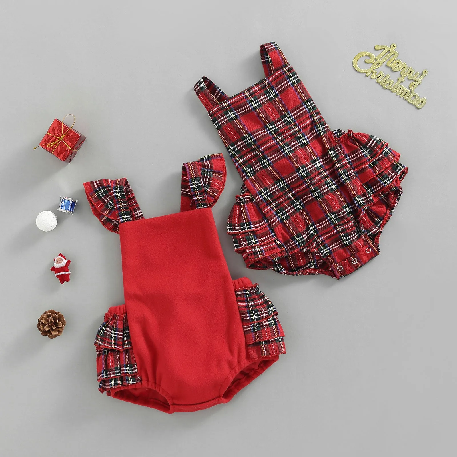 EMERSON Plaid Ruffle Romper