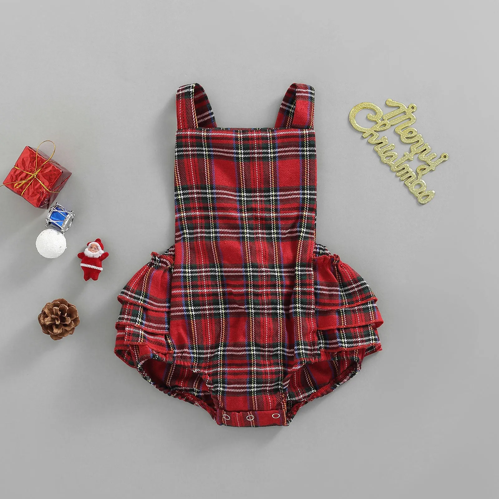 EMERSON Plaid Ruffle Romper