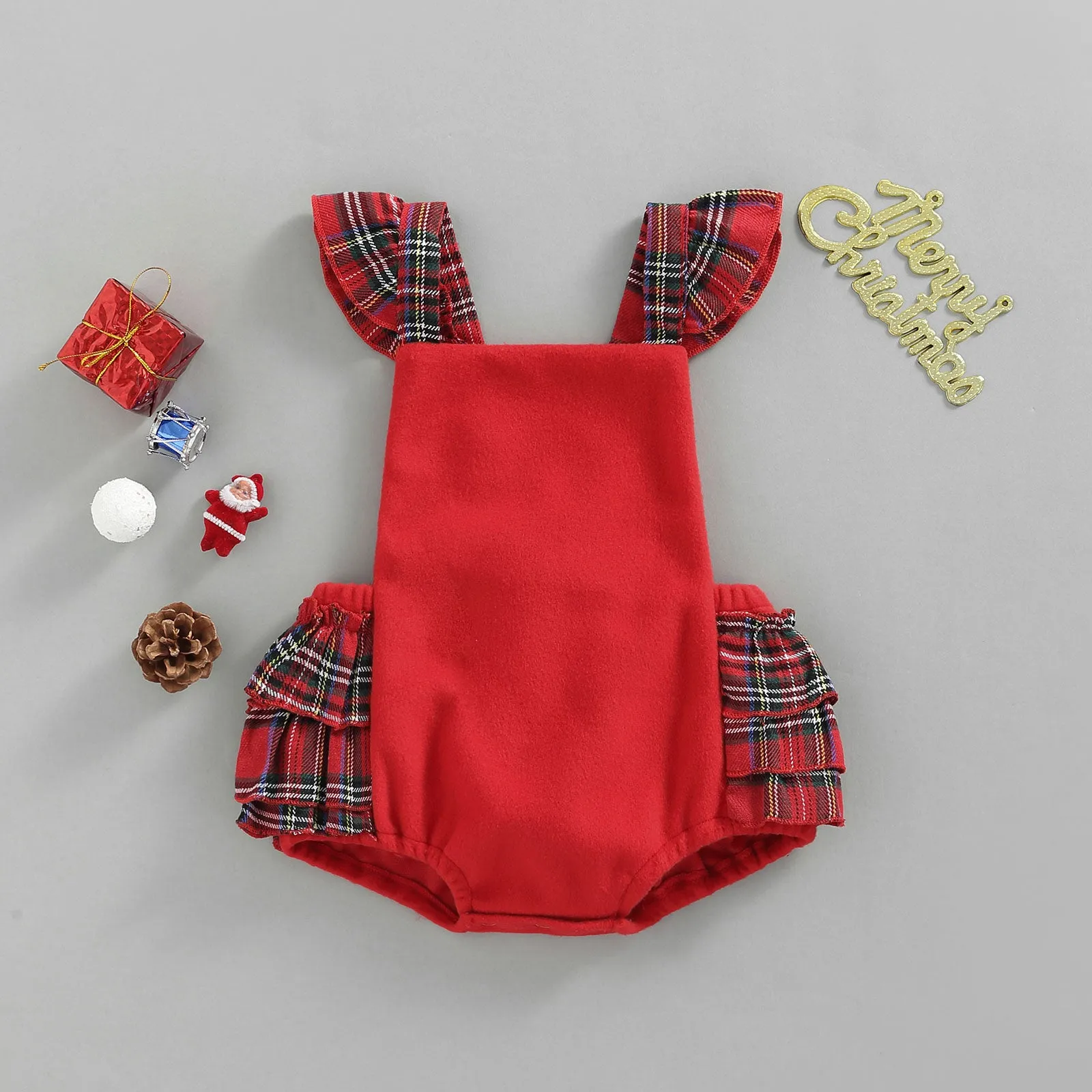 EMERSON Plaid Ruffle Romper