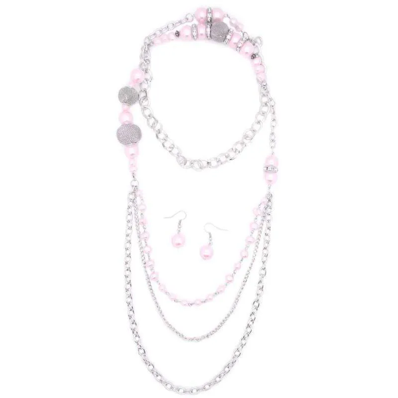 Enmeshed in Elegance Pink Necklace