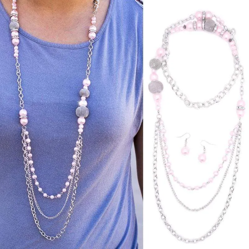 Enmeshed in Elegance Pink Necklace