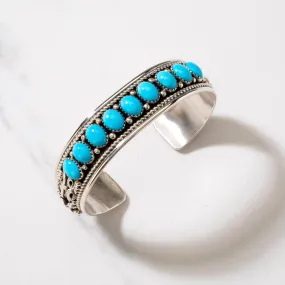 Evelyne & Edwards James Sleeping Beauty Turquoise Navajo USA Native American Made 925 Sterling Silver Cuff