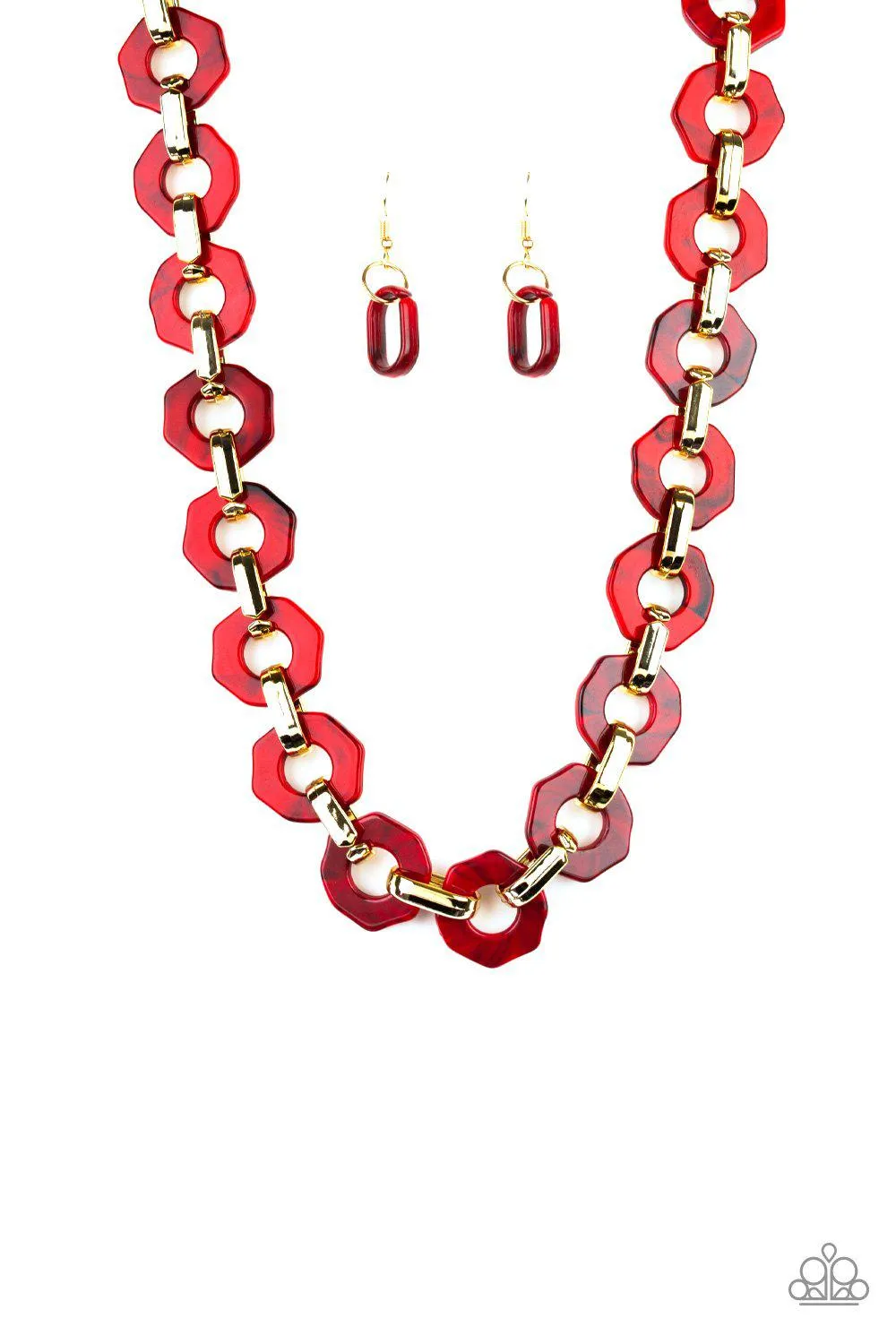 Fashionista Fever Red Acrylic Necklace - Paparazzi Accessories