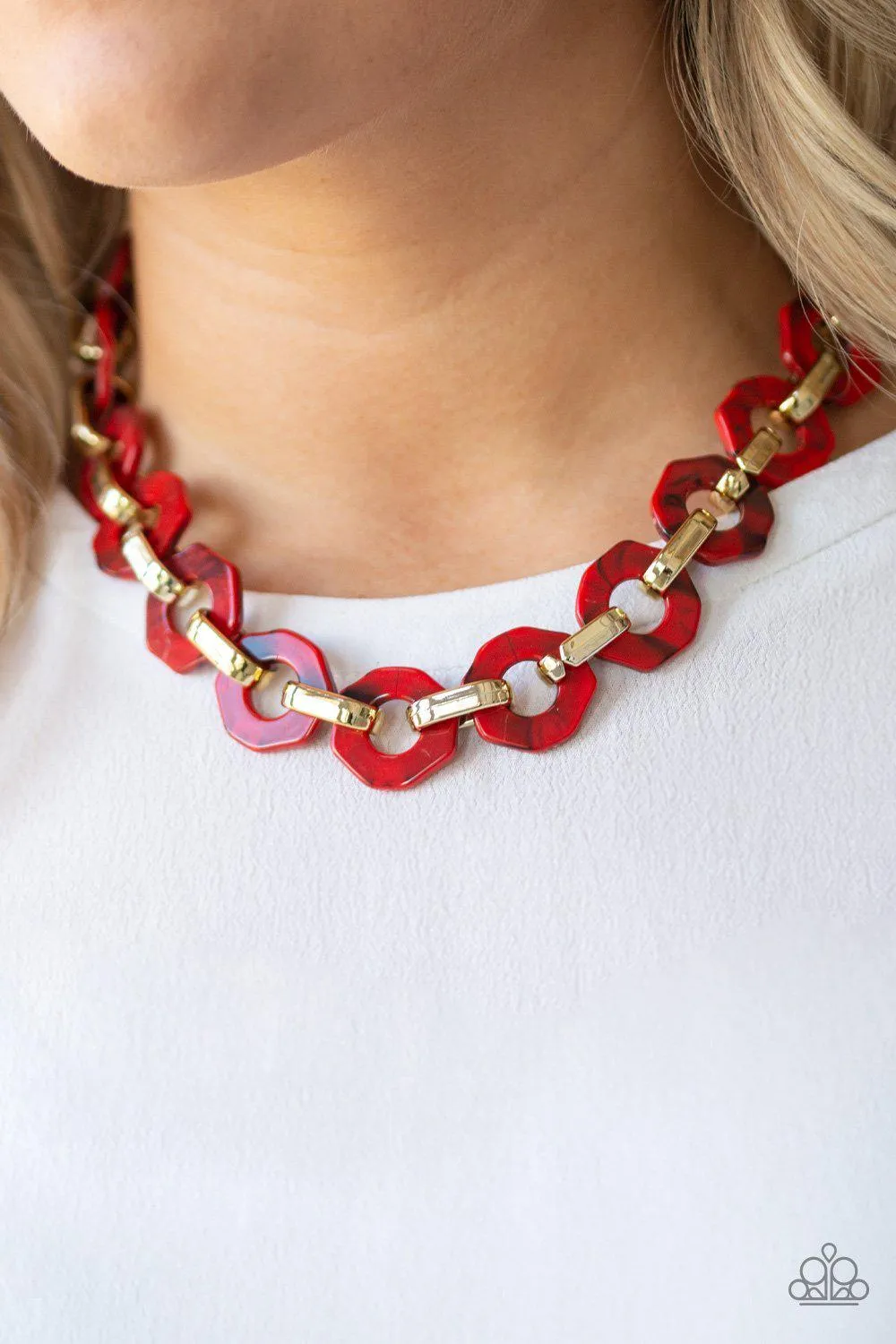 Fashionista Fever Red Acrylic Necklace - Paparazzi Accessories