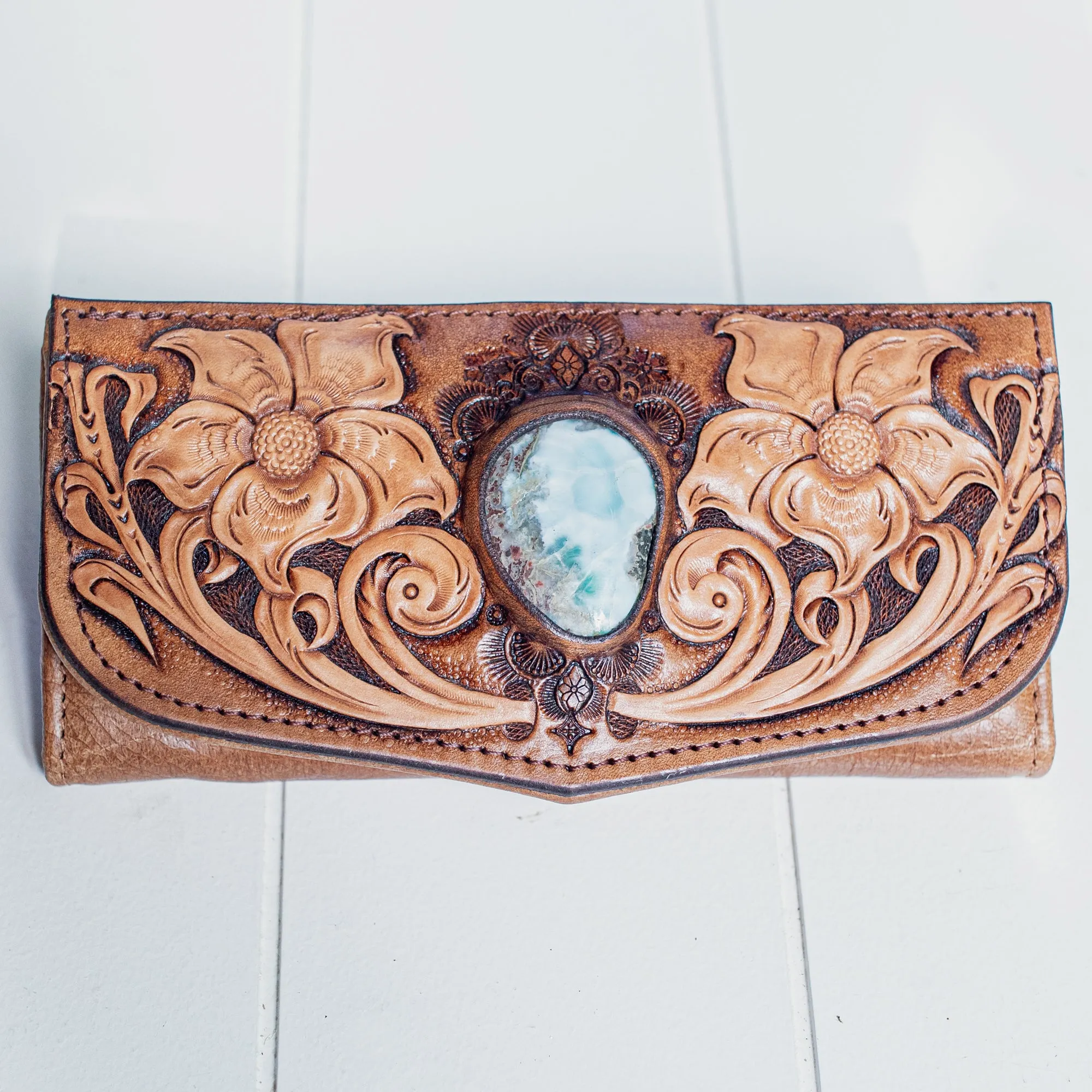 Flower Wallet with Larimar