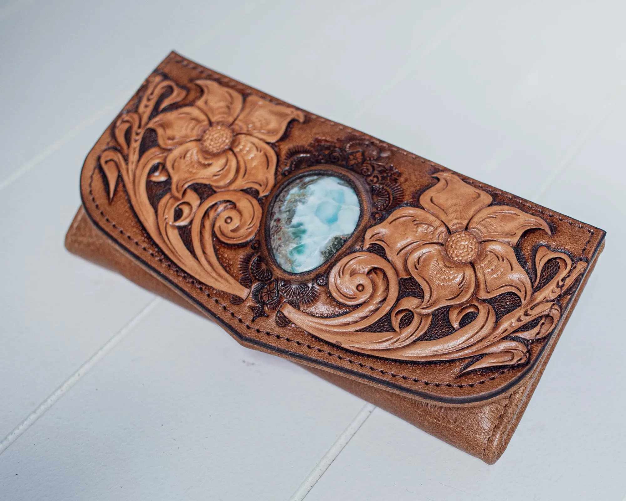 Flower Wallet with Larimar