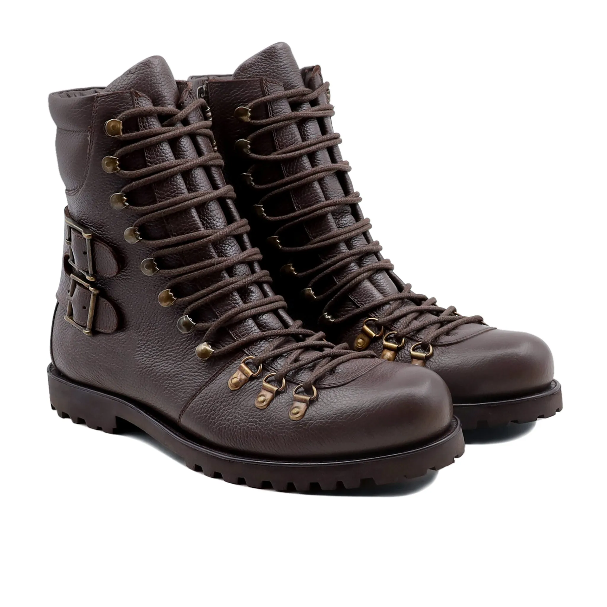 Fontan - Men's Dark Brown Pebble Grain Boot