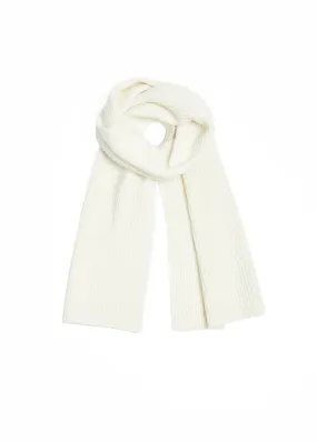 Foxford White Ribbed Cashmere Scarf