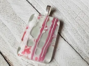 Fused Glass~ Pink with a seafoam gray