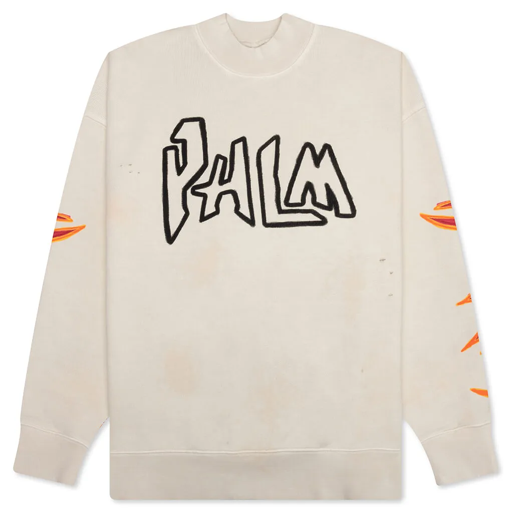 GD Palm Graffiti Flames Crew - Off-White/Black