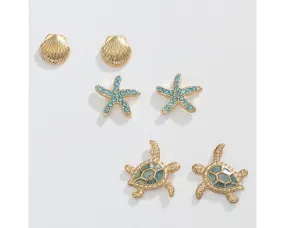 Gold & Blue Sealife Trio