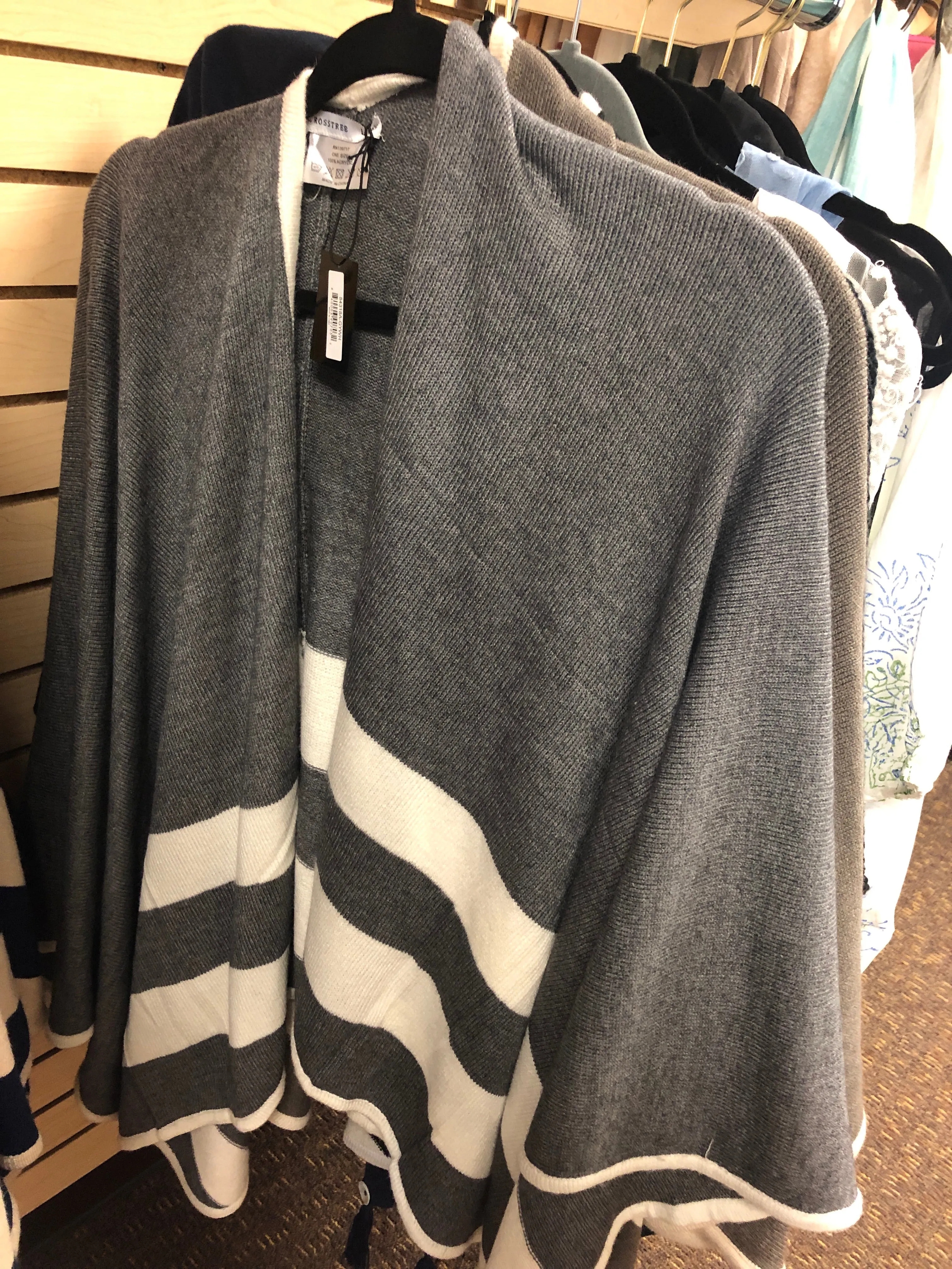 Grey and White Border Stripe Cape