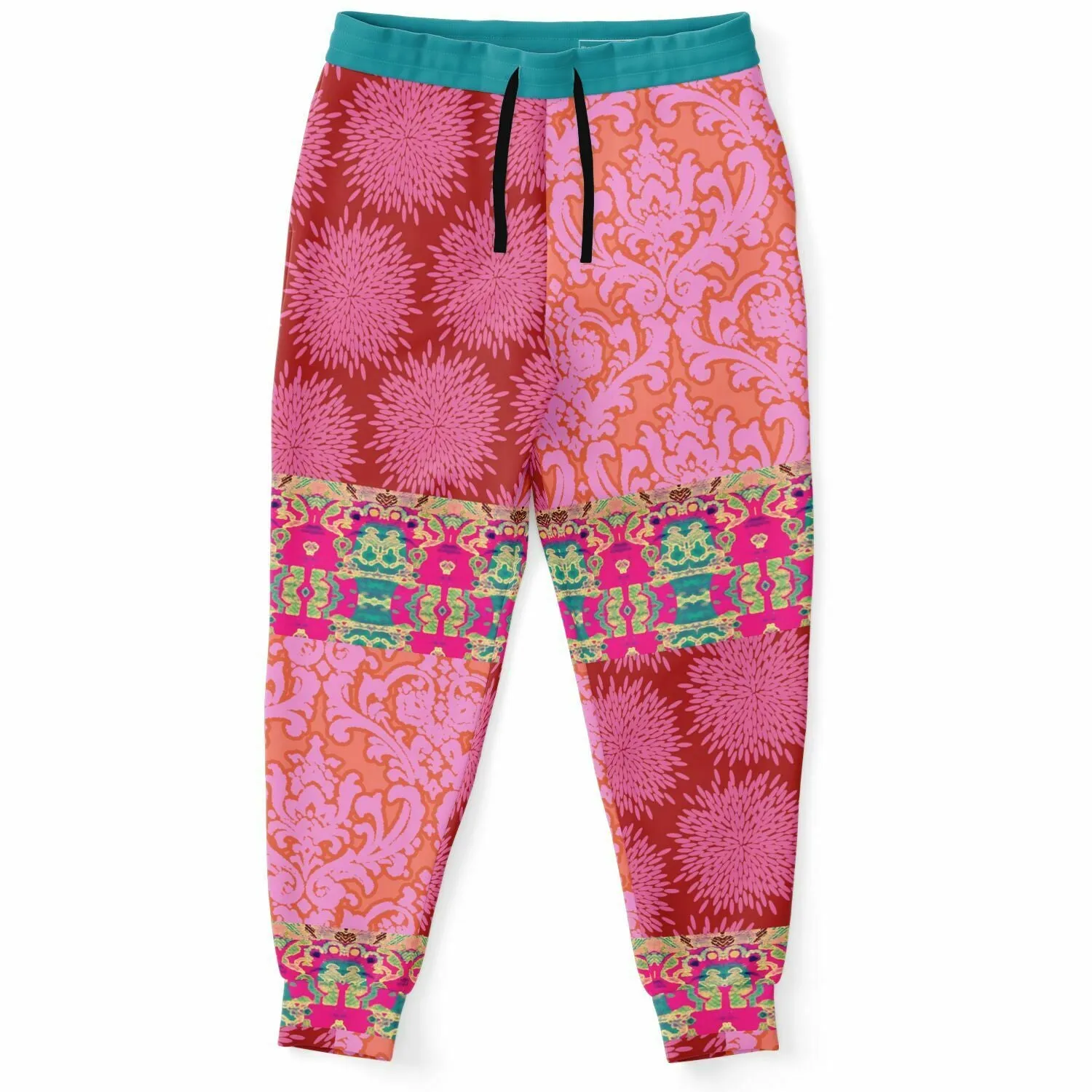 Gypsy Beat Pink Patchwork Unisex Fleece Joggers