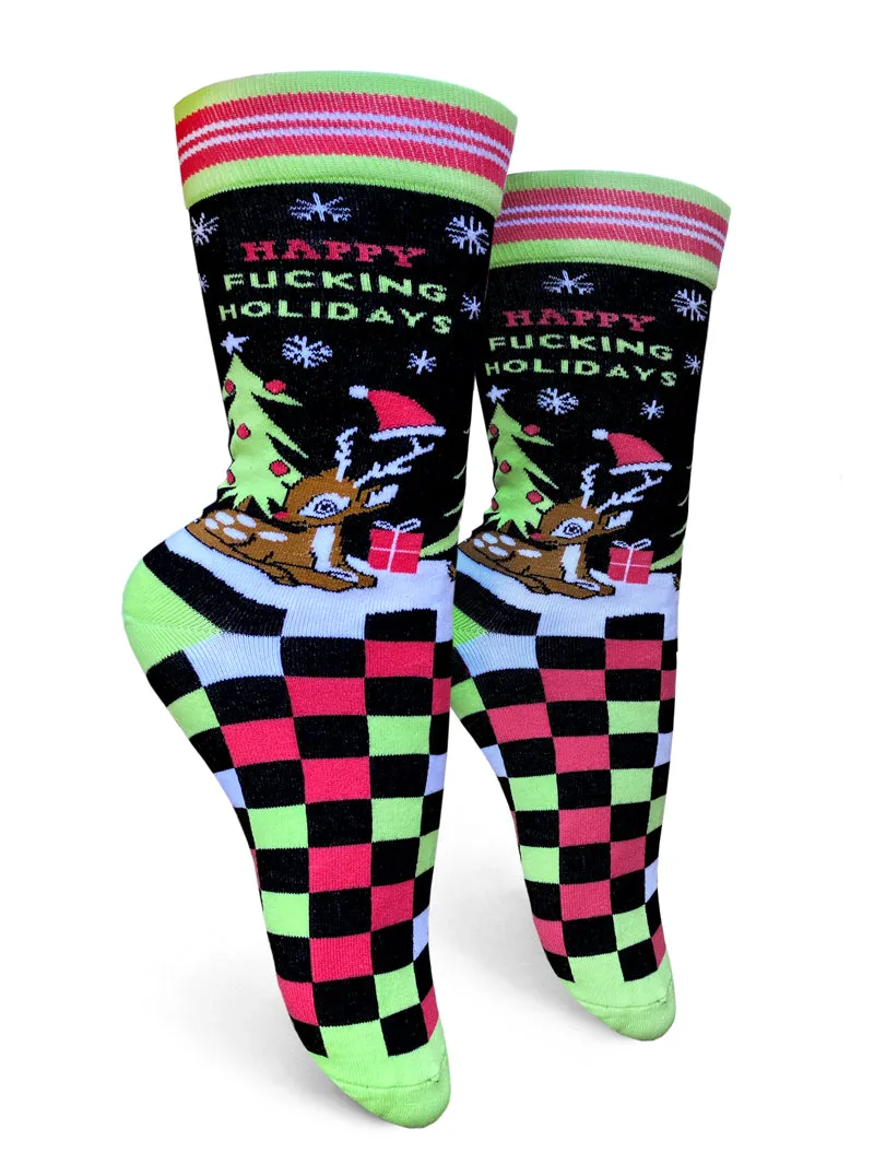 Happy Fucking Holidays Womens Crew Socks