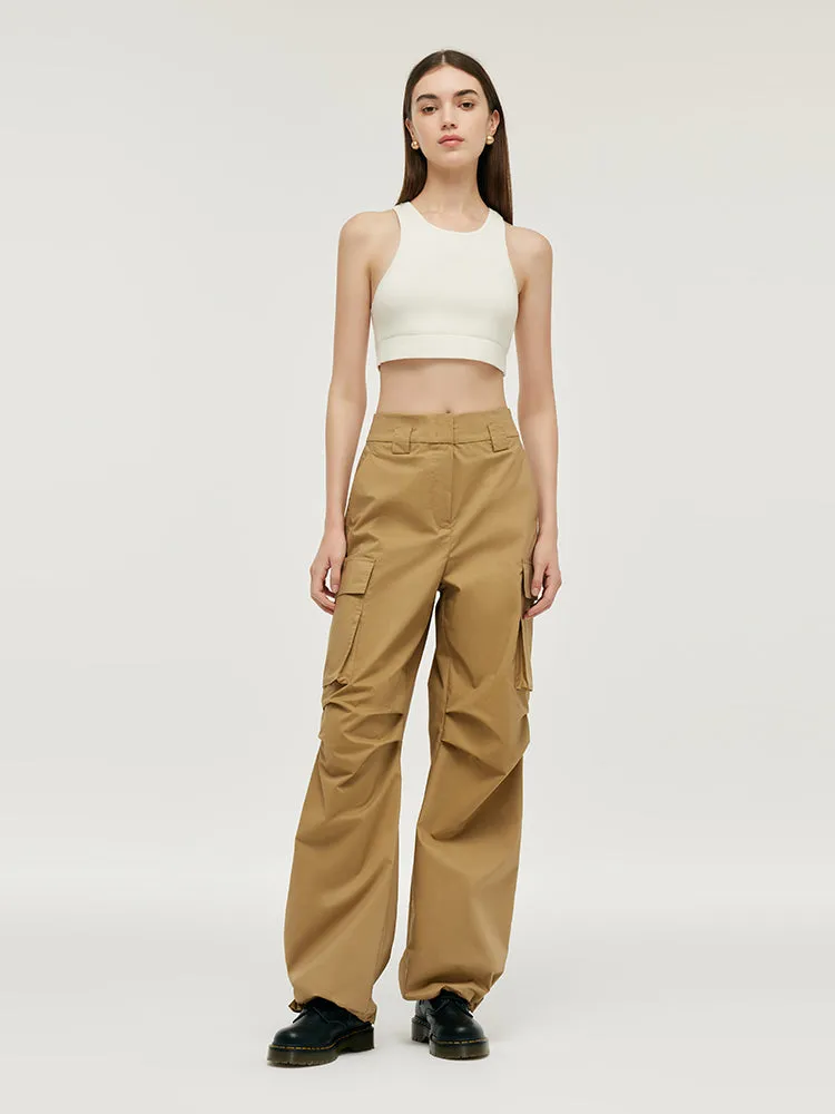 High-Waisted Ruched Women Cargo Pants