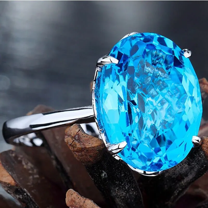 Huge Brilliant Aquamarine Topaz Ring