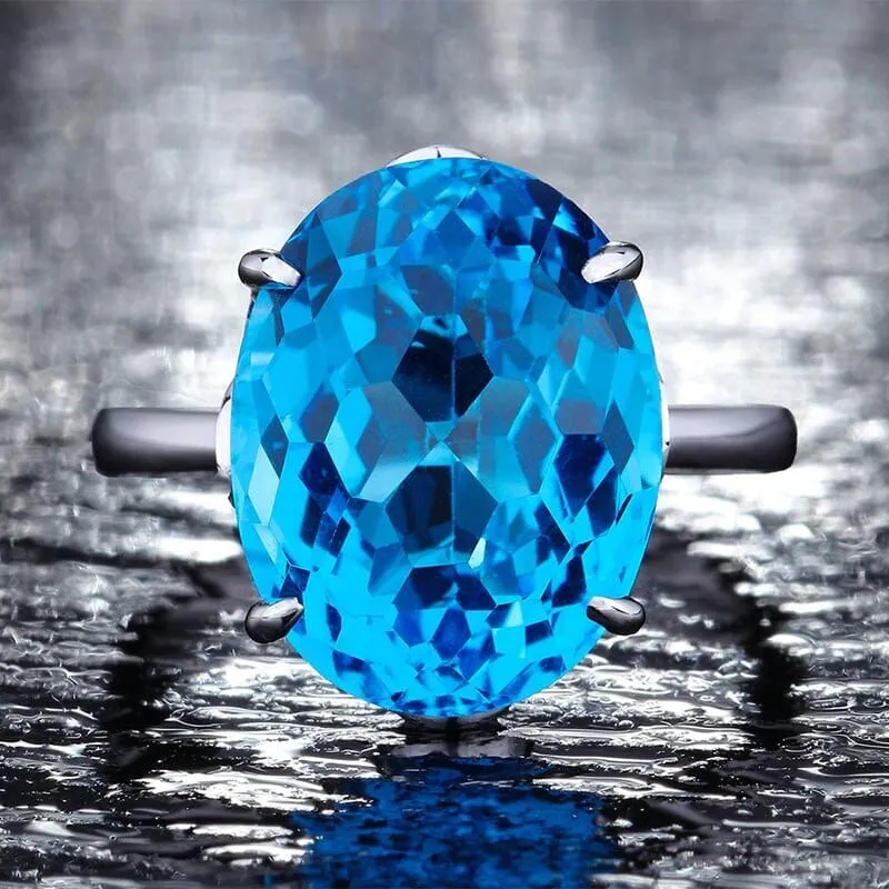 Huge Brilliant Aquamarine Topaz Ring