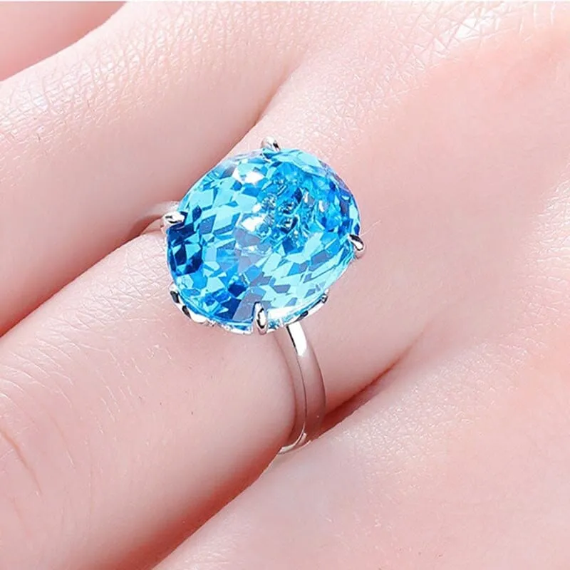 Huge Brilliant Aquamarine Topaz Ring