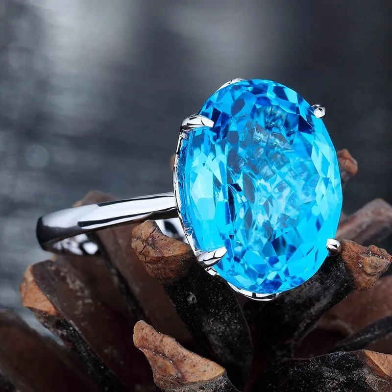 Huge Brilliant Aquamarine Topaz Ring