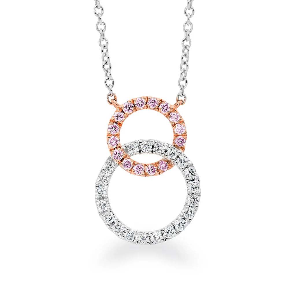 Interlocking Pink & White Diamond necklace