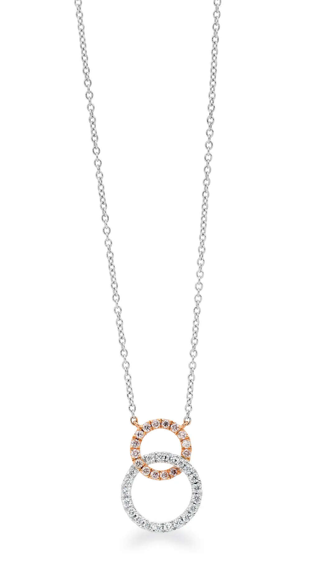 Interlocking Pink & White Diamond necklace