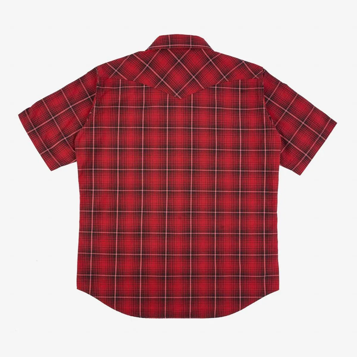 Iron Heart - IHSH-386-RED - 5oz Selvedge Short Sleeved Western Shirt - Red Vintage Check