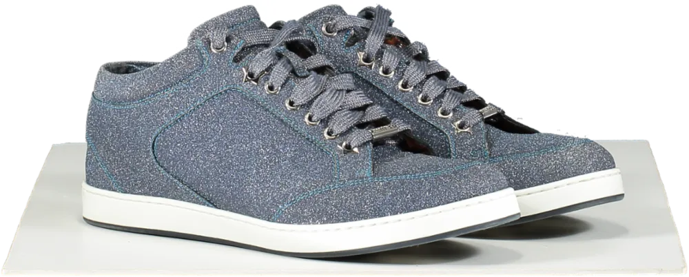 Jimmy Choo Blue Glitter High Top Trainers UK 5.5 EU 38.5 👠