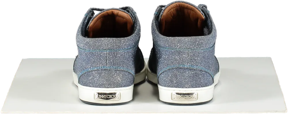 Jimmy Choo Blue Glitter High Top Trainers UK 5.5 EU 38.5 👠