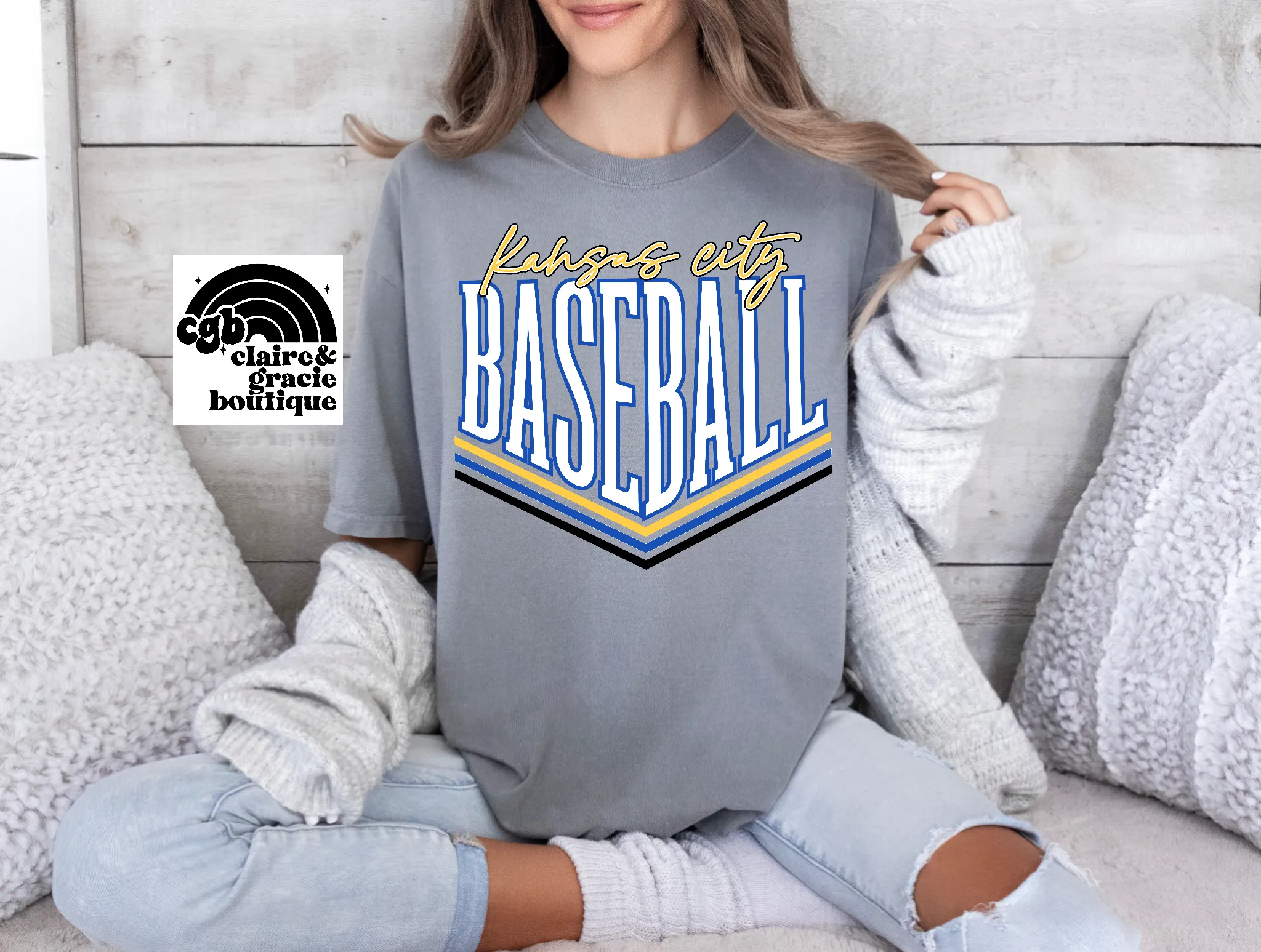 Kansas City Baseball Baby Grey Tee | Vintage