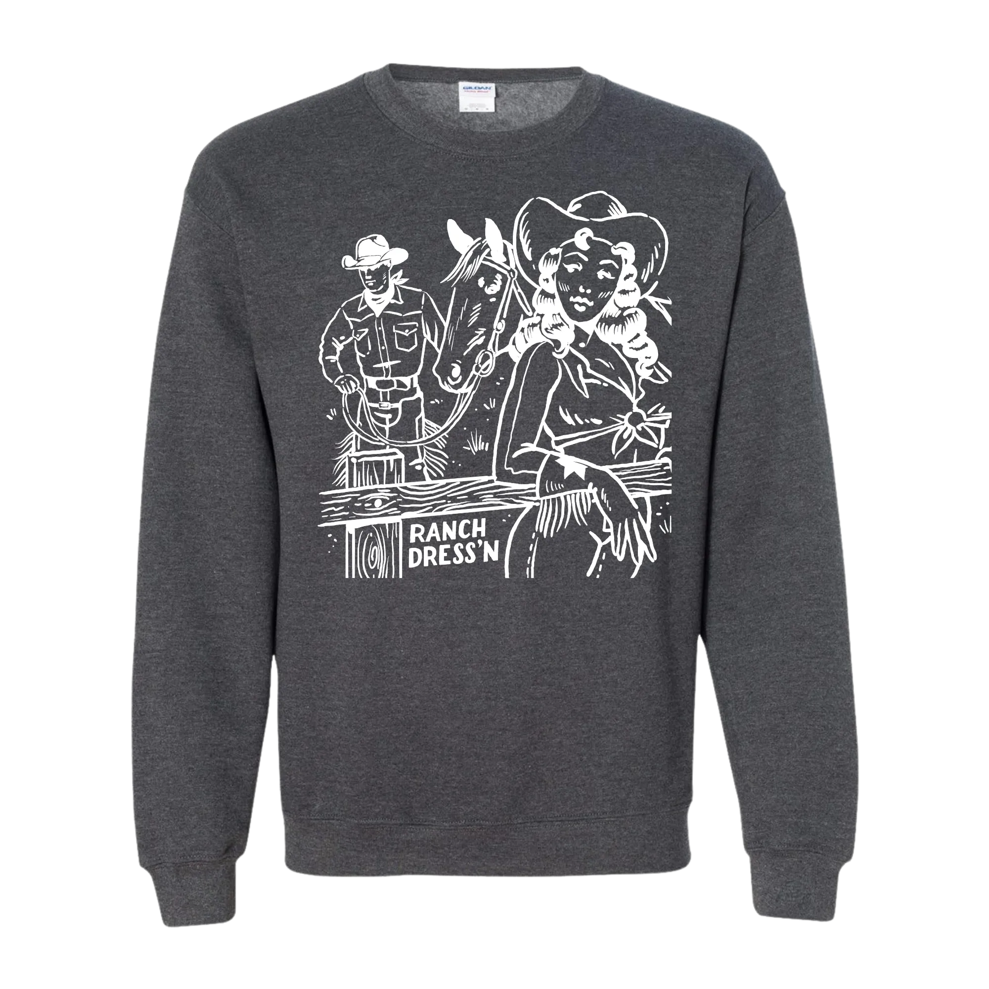 KEEP WALKING COWBOY DARK HEATHER CREWNECK