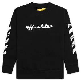 Kids Script Crewneck - Black/White