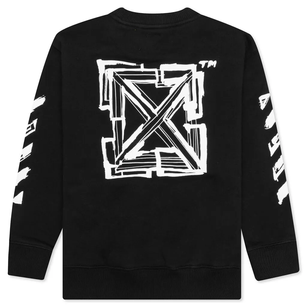 Kids Script Crewneck - Black/White