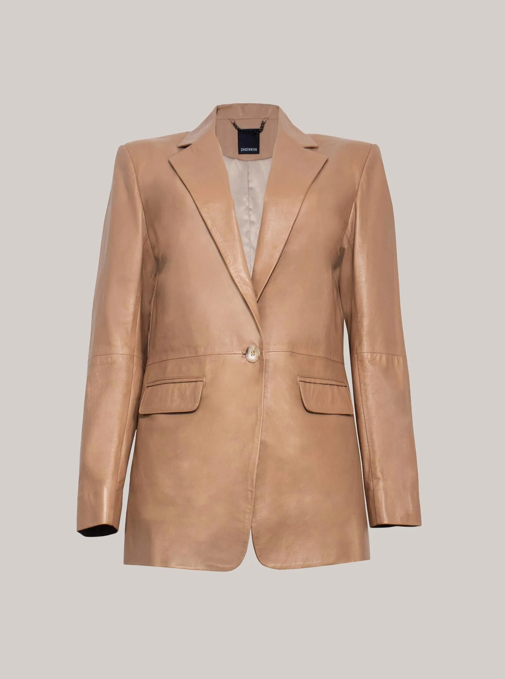 KINGSTON LEATHER BLAZER - SESAME