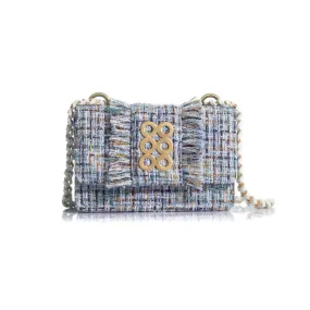 Kooreloo - Fabric Shoulder Bag - Mini Lucerne Spiral Tweed Light Blue