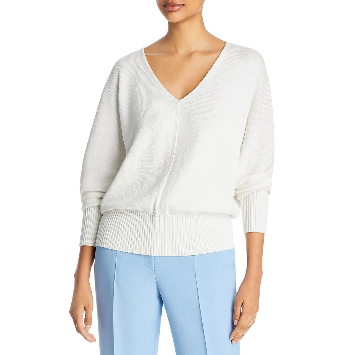 Lafayette 148 New York Womens Silk Blend V-Neck Pullover Sweater