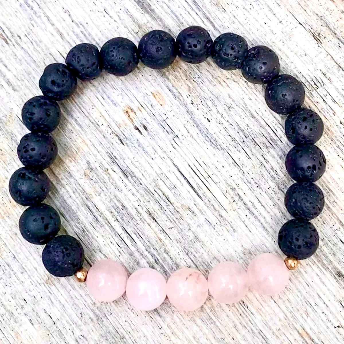 Lava Stone with Pink Agate Bracelet for Loving Thoughts