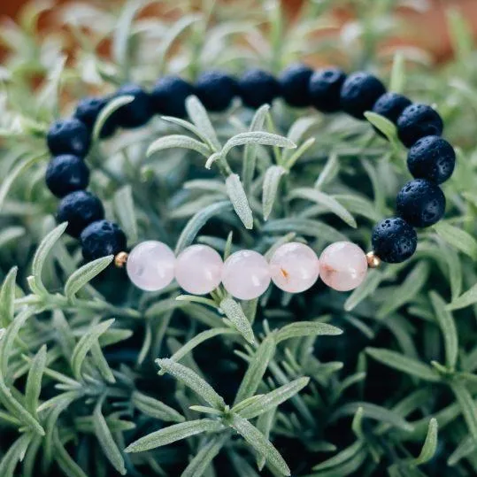 Lava Stone with Pink Agate Bracelet for Loving Thoughts