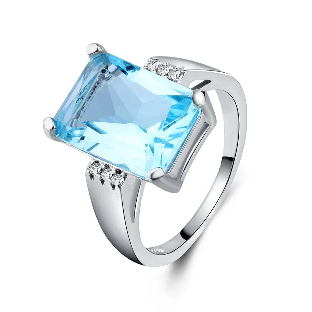 Luxury Created Aquamarine Gemstone Ring