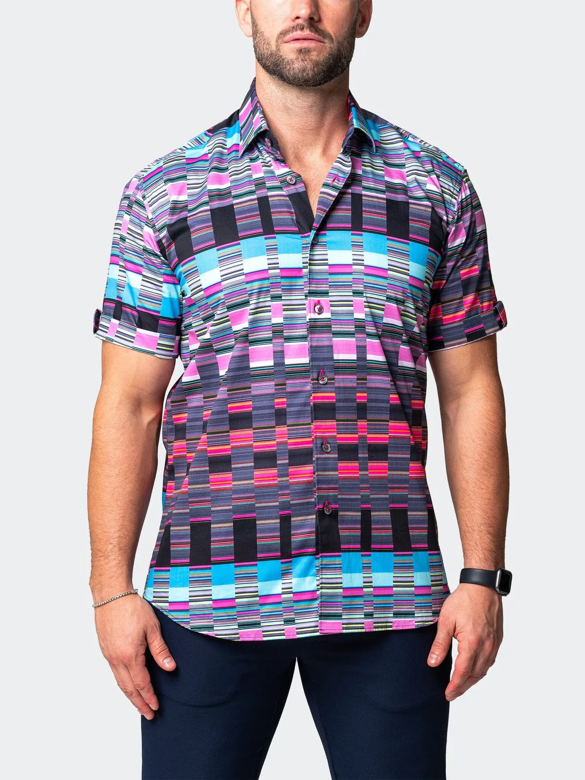 Maceoo Stretch Short-Sleeve Shirt | Galileo Visible Multi