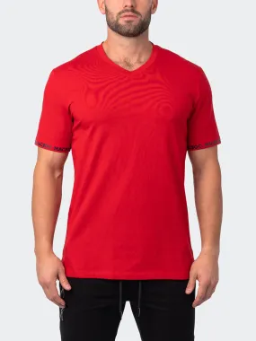 Maceoo Stretch Short-Sleeve Tshirts | V-Neck VivaldiSleeve Red