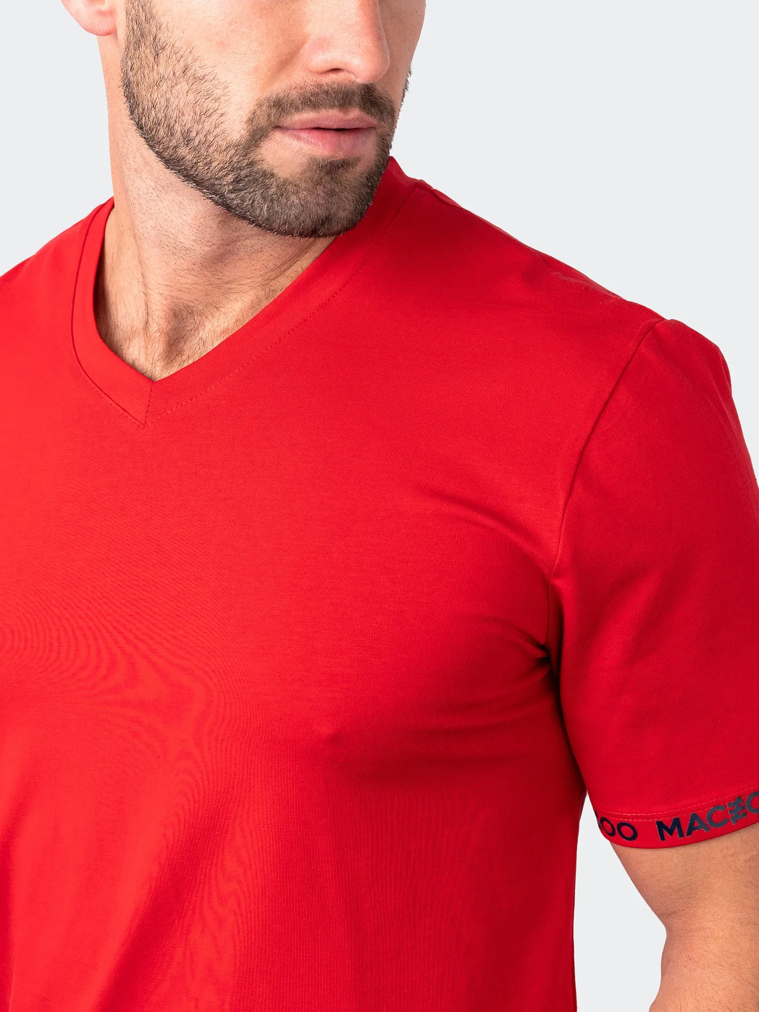 Maceoo Stretch Short-Sleeve Tshirts | V-Neck VivaldiSleeve Red