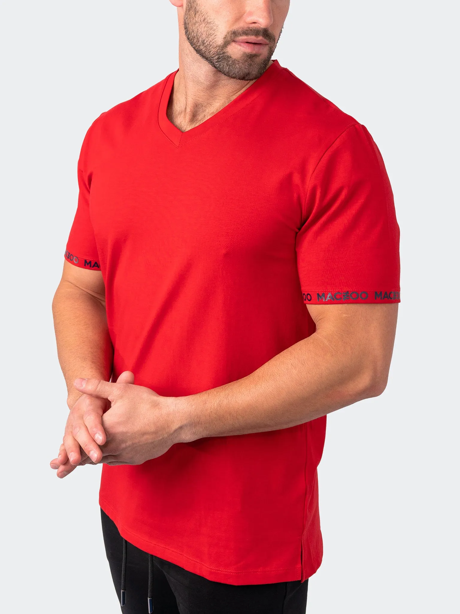 Maceoo Stretch Short-Sleeve Tshirts | V-Neck VivaldiSleeve Red