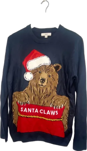 M&S Navy Santa Claws Christmas Jumper UK Small