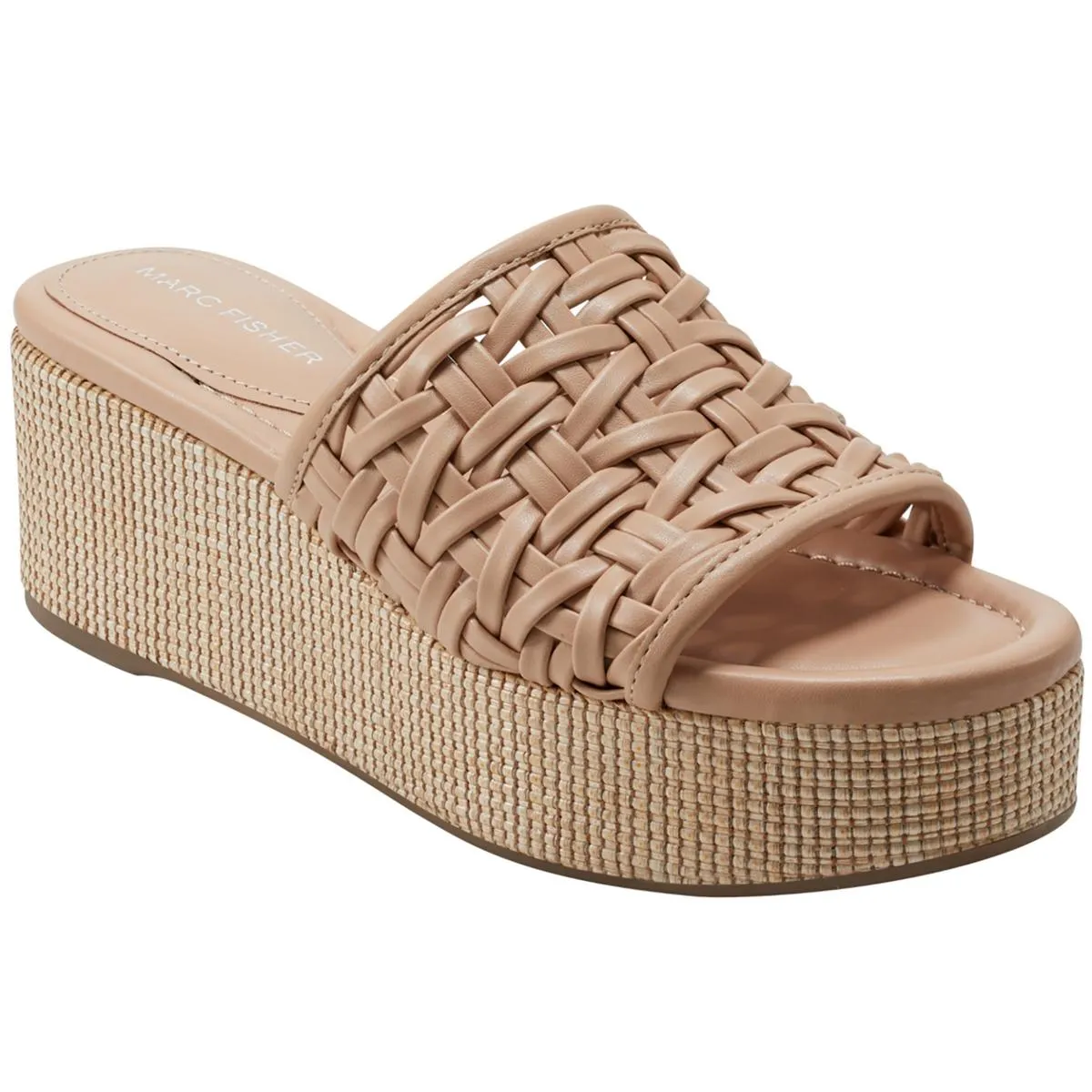 Marc Fisher Womens Bashina Woven Slip On Platform Sandals