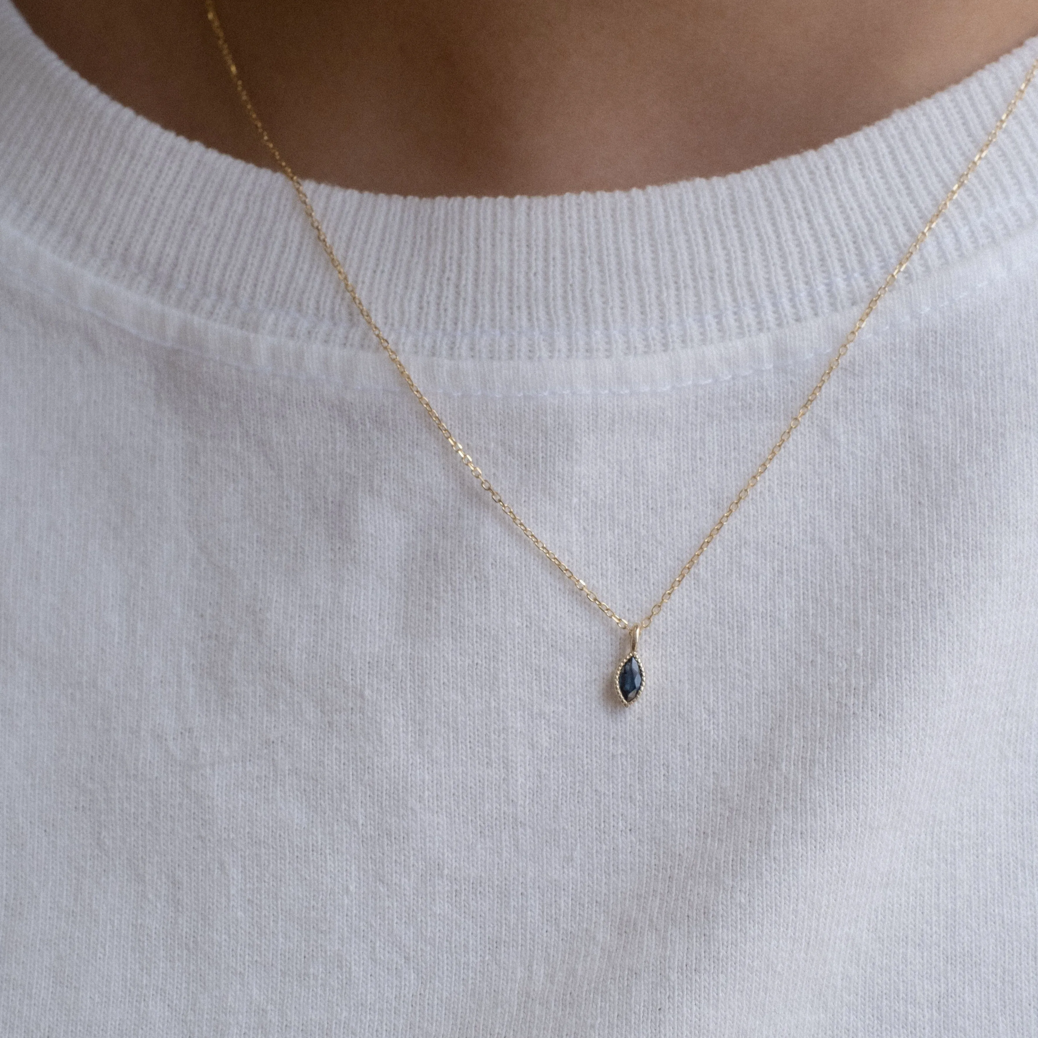 Marquise Blue Sapphire Wisp Necklace