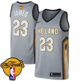 Men's Cleveland Cavaliers LeBron James Swingman 2018 NBA Finals Bound City Edition Jersey Gray