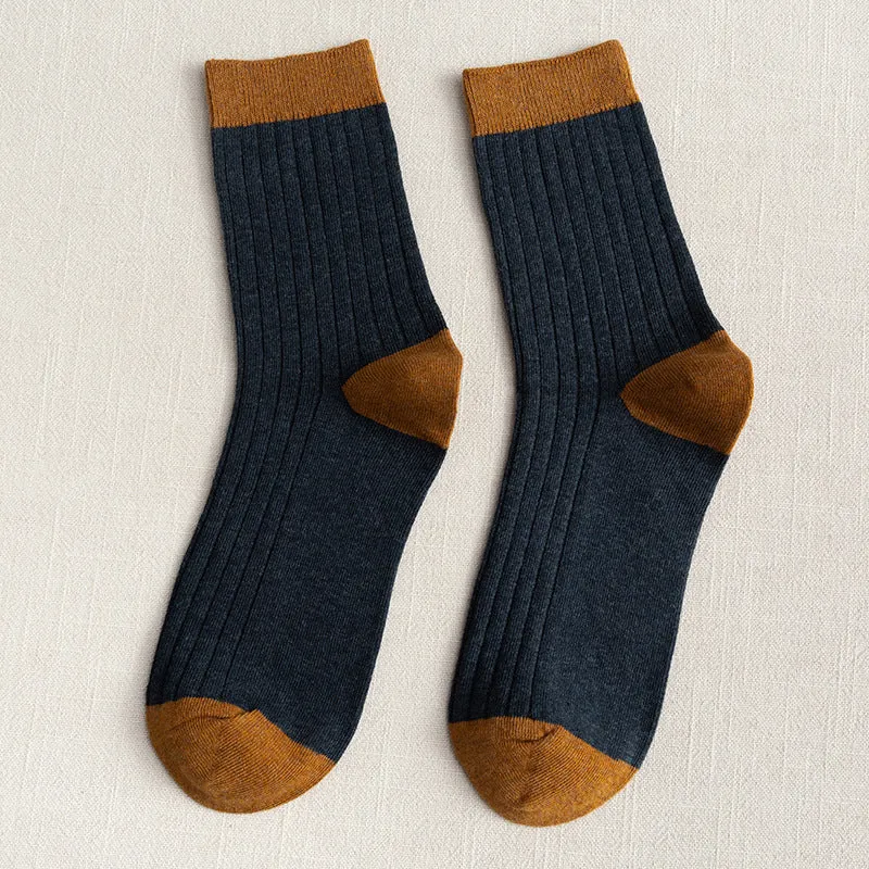 Men's Socks Autumn and Winter Cotton Color Matching Basic All-Matching Tube Socks