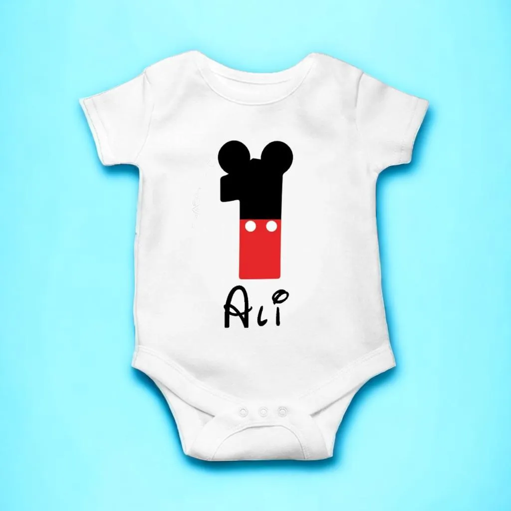 Mickey Customized  short slevees onesie